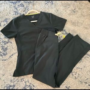 Medelita Black Scrub Set XXS Vista top, XXS Argon bottoms